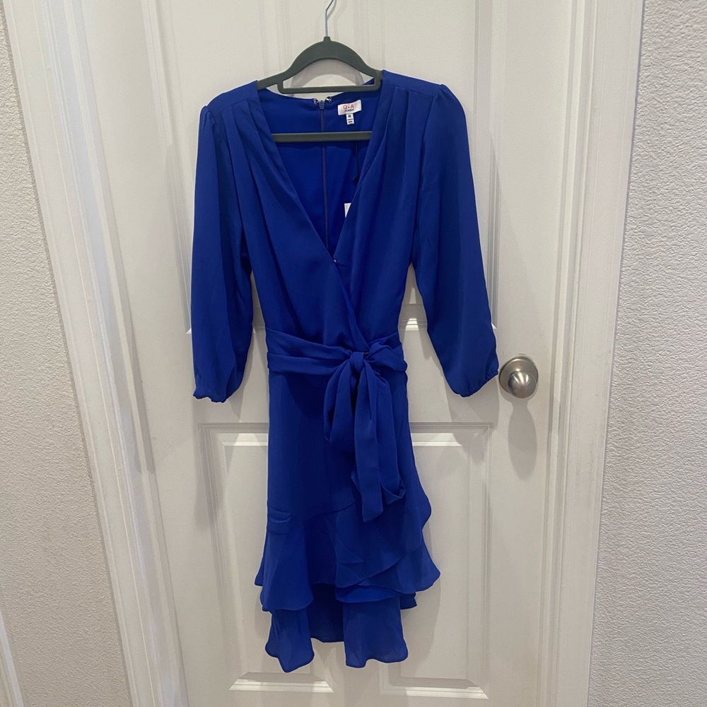 3/4 Sleeve Faux Wrap Dress